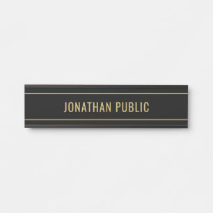 Modern Simple Template Elegant Black & Gold Name Door Sign