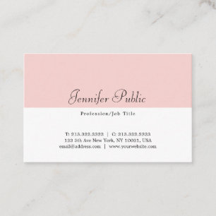 Modern Simple Template Elegant Blush Pink White Business Card