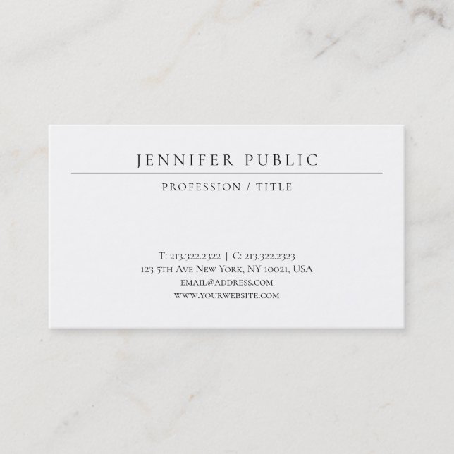 Modern Simple Template Elegant Luxury Paper Business Card (Front)