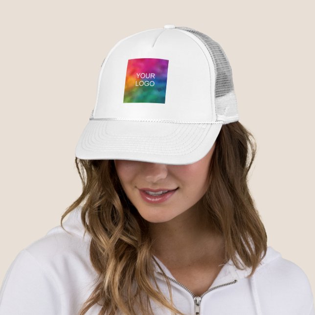 Modern Simple Template Upload Your Logo Add Text Trucker Hat (In Situ)