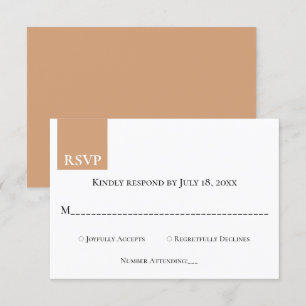 Modern Simple Terracotta Elegant Chic Wedding RSVP Card