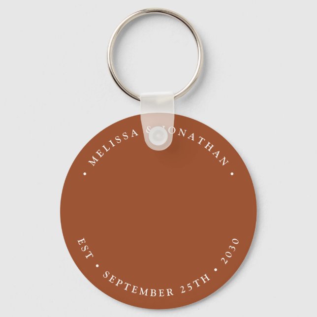 Modern Simple Terracotta Photo Wedding Favour Key Ring (Front)