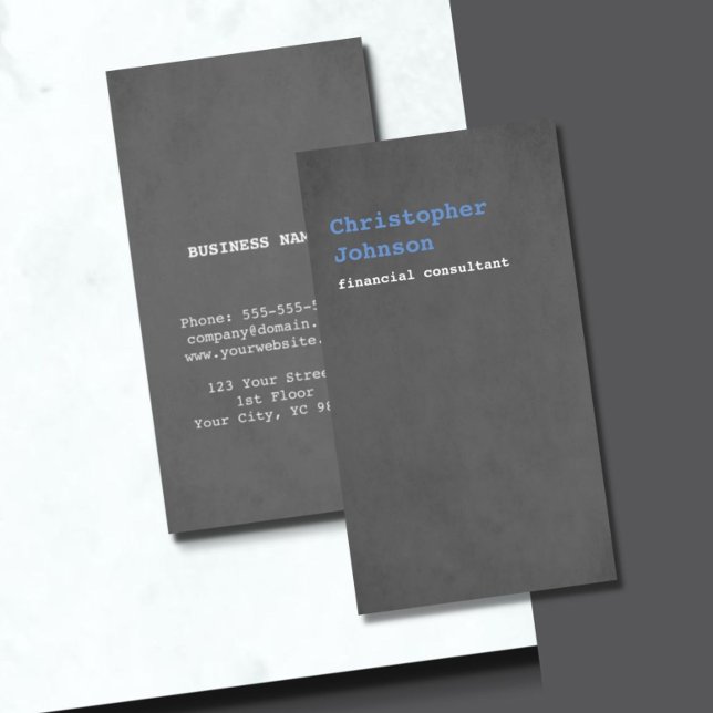 Modern Simple Texture Grey Blue Consultant Business Card (Creator Uploaded)