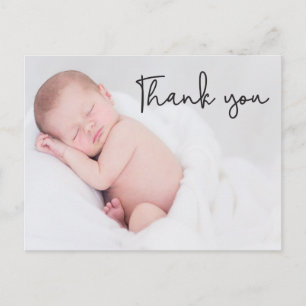 Modern Simple Thank You Baby Photo Baptism Postcard
