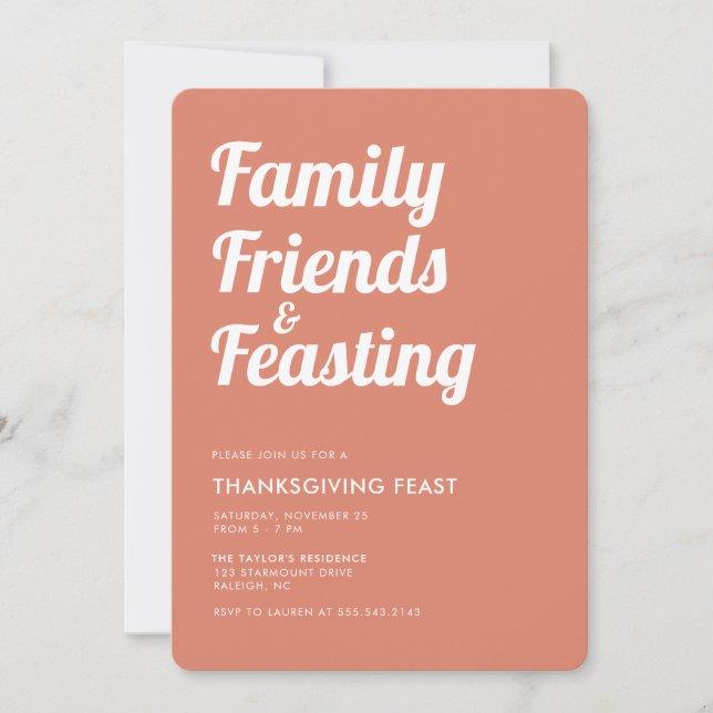 Modern Simple Thanksgiving Feast Dinner Invitation (Front)