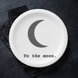 Modern Simple To the Moon Quote Paper Plate