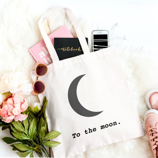 Modern Simple To the Moon Quote Tote Bag (Creator Uploaded)