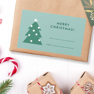 Modern Simple Tree Icon Merry Christmas  Rectangular Sticker