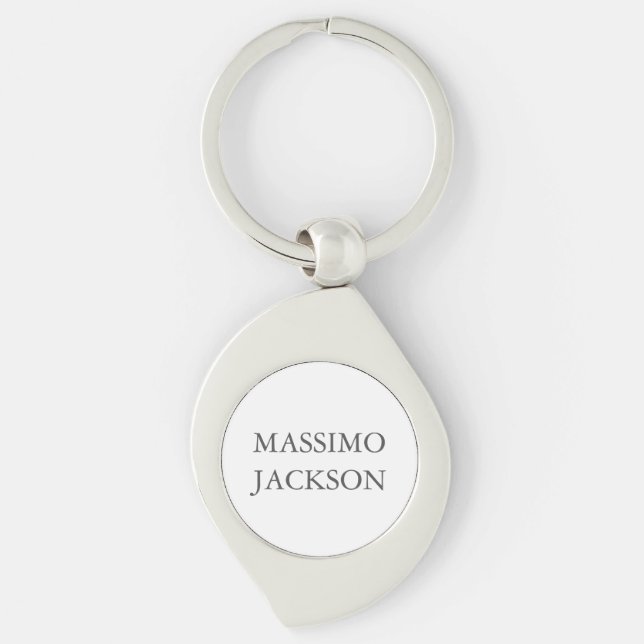 Modern Simple Trendy Minimalist Plain Own Name Key Ring (Front)