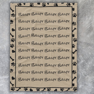 Modern Simple Trendy Pet Dog Cat Name  Fleece Blanket