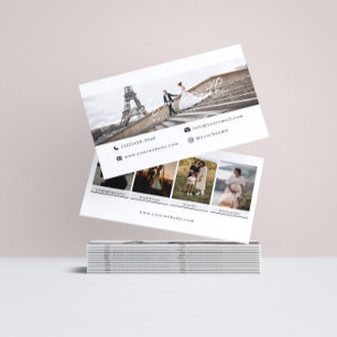 Modern Simple Trendy Photo Collage Photographer Business Card