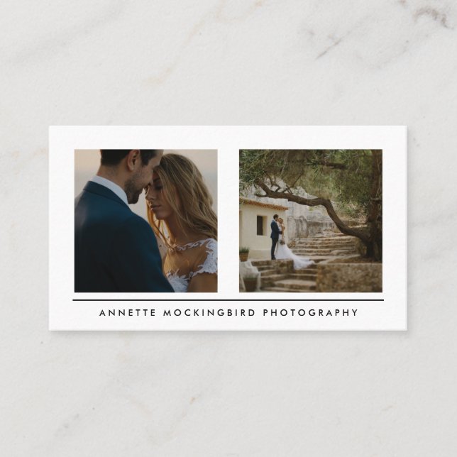 Modern Simple Two Photo | Minimalist Photography Business Card (Front)