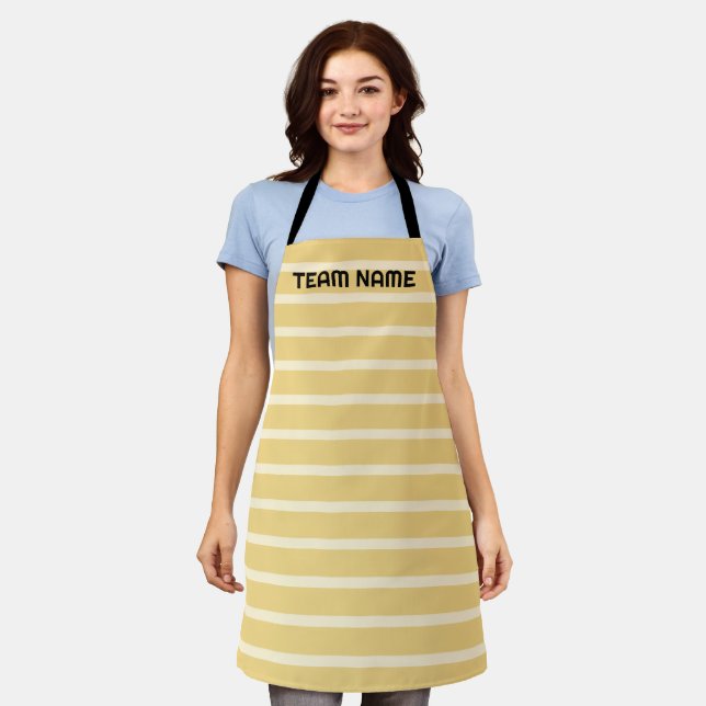 Modern Simple Two Tone Stripe Geometric Boho brown Apron (Worn)