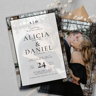 Modern simple typography 2 photo wedding invitation