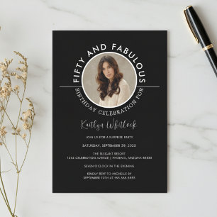 Modern Simple Typography 50 and Fabulous Birthday Invitation