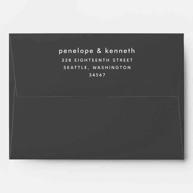 Modern Simple Typography | Black and White Wedding Envelope (Back (Top Flap))
