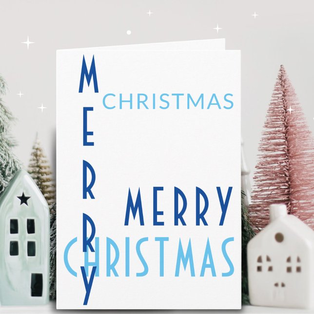 Modern Simple Typography Blue Merry Christmas Holiday Card (Creator Uploaded)