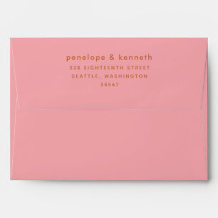 Modern Simple Typography Boho Pink Wedding Envelope