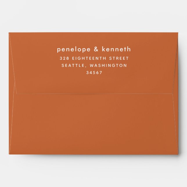 Modern Simple Typography | Burnt Orange Wedding In Envelope (Back (Top Flap))