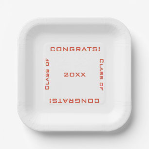 Modern Simple Typography Graduation Congrats Paper Plate