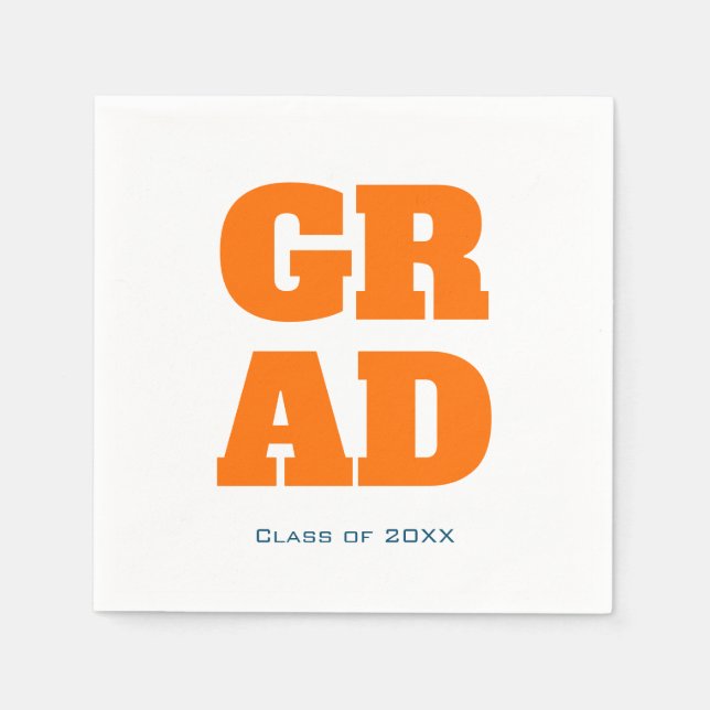 Modern Simple Typography Graduation Orange Napkin (Front)