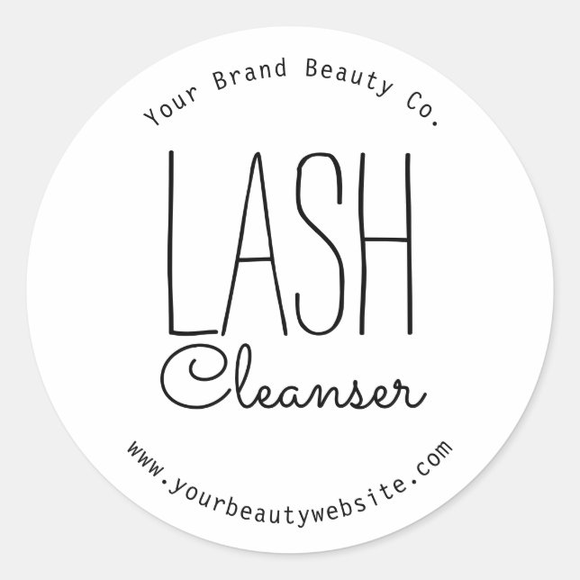 Modern Simple Typography Lash Cleanser Classic Round Sticker (Front)