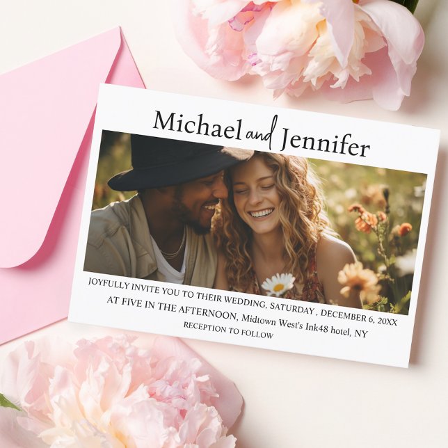 modern simple typography minimalist wedding photo  invitation (Creator Uploaded)