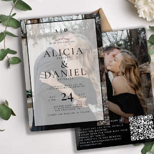 Modern simple typography photo all in one wedding invitation