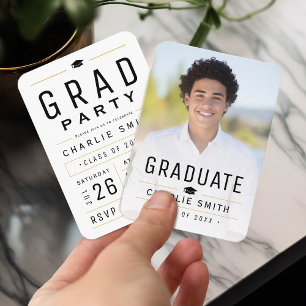 Modern Simple Typography Photo Graduation invite
