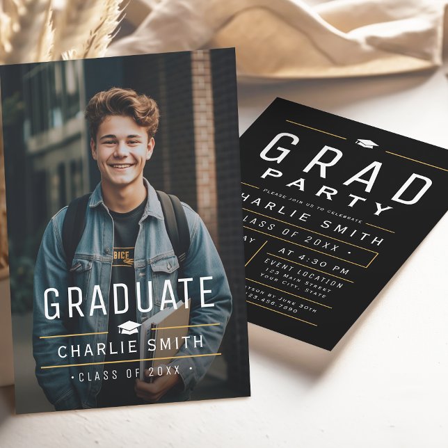 Modern Simple Typography Photo Graduation Party Invitation (Modern Simple Typography Photo Graduation Party Invitation)