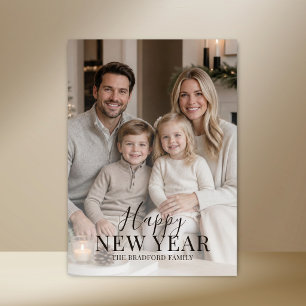 Modern Simple Typography Photo Holiday New Year Card