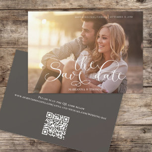 Modern Simple Typography Photo QR Code Website Save The Date