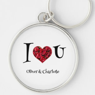 Modern Simple Typography Red Heart Valentines Day Key Ring