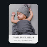 Modern Simple Unique Baby Photo Keepsake Gifts Magnet<br><div class="desc">Welcome and share the arrival of your newborn baby with everyone by giving a unique and handcrafted keepsake gift! This is very easy to be done. Upload your photo and change sample text to be yours. This is a memory you’d love to share. :)</div>