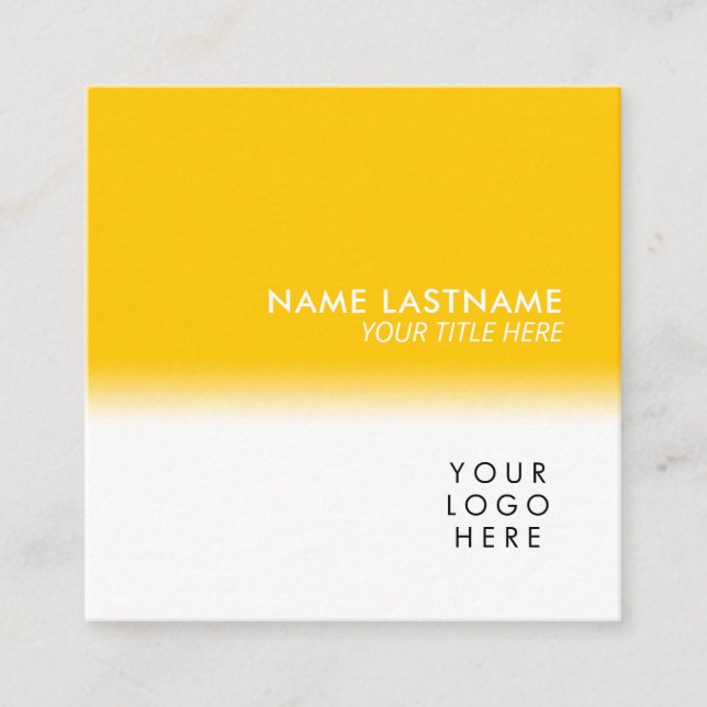 Modern Simple Unique Your Logo Bright Yellow Square Business Card (Front)