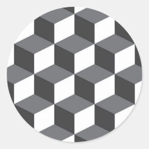 Modern, simple, urban architectural cubes pattern classic round sticker