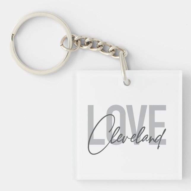 Modern, simple, urban, cool design Love Cleveland Key Ring (Front)