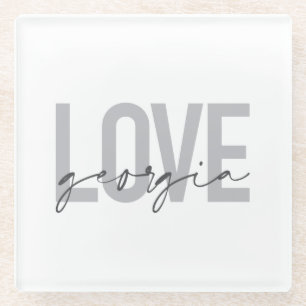 Modern, simple, urban, cool design Love Georgia Glass Coaster