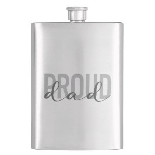 Modern, simple, urban, cool design of Proud Dad Hip Flask