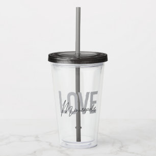 Modern, simple, urban, cool Love Minneapolis Acrylic Tumbler
