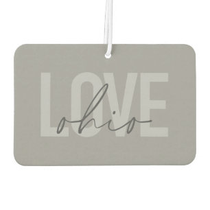 Modern, simple, urban cool trendy design Love Ohio Car Air Freshener