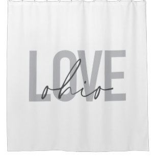 Modern, simple, urban cool trendy design Love Ohio Shower Curtain