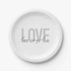 Modern, simple, urban design of Love Los Angeles Paper Plate
