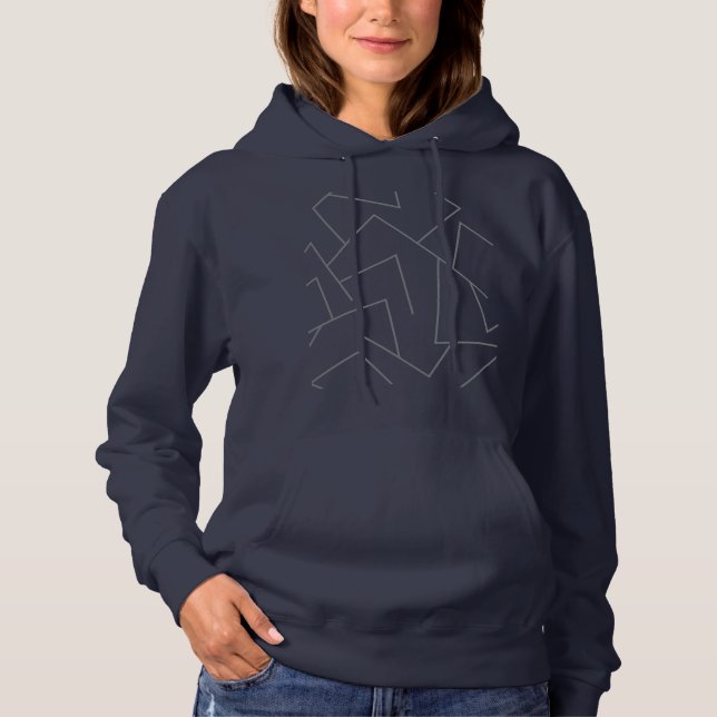 Modern, simple urban, dynamic graphic line pattern hoodie (Front)