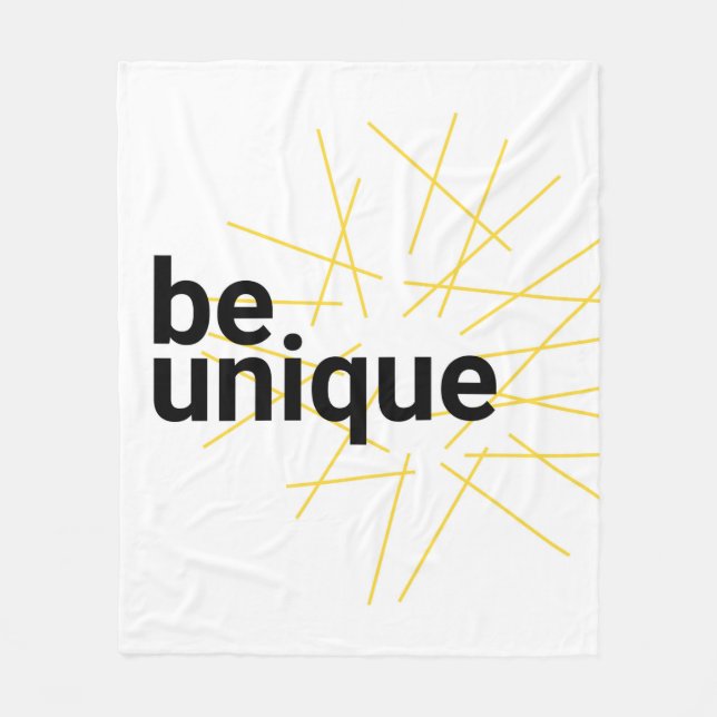 Modern, simple urban graphic design of "Be Unique" Fleece Blanket (Front)