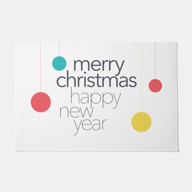 Modern, simple, vibrant, fun "Merry Christmas" Doormat (Front)