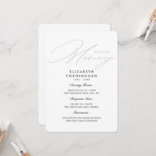 Modern Simple Viewing, Requiem, Interment Funeral Invitation