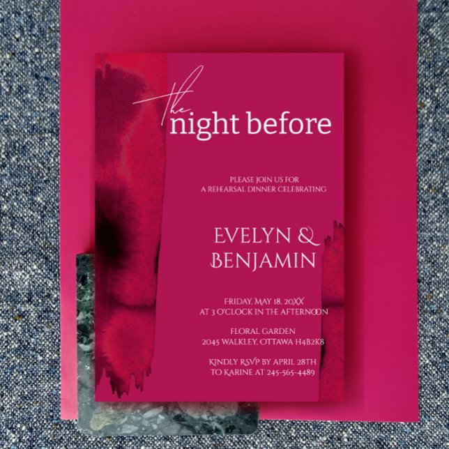 Modern, Simple Viva Magenta Rehearsal Dinner   Invitation (Creator Uploaded)