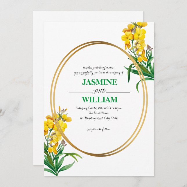 Modern Simple Watercolor Wildflower Invitation (Front/Back)