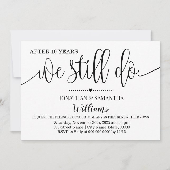Modern simple We still do Wedding Anniversary Invitation (Front)